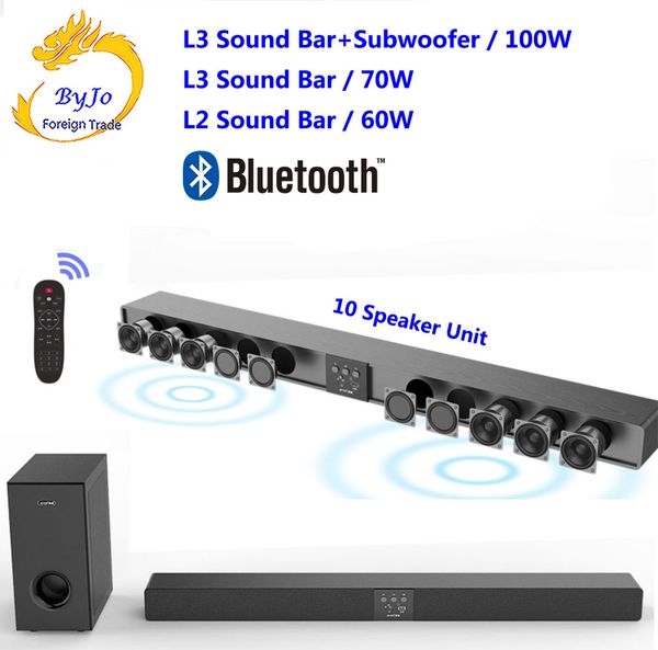 AMOI L3 / L2 Bluetooth Sound Bar Настенные Висит Чистый деревянный Телевизор Динамик Сабвуфер 3D Объемный Звук Главная Театр 10 Горн Интеграция