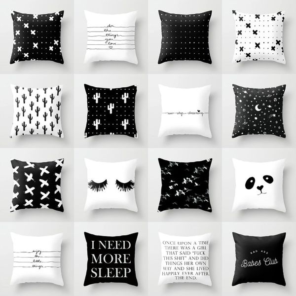 

18'' elife nordic cactus polyester geometric eye cushion cover square panda eye pillows cover for sofa car waist home decorative