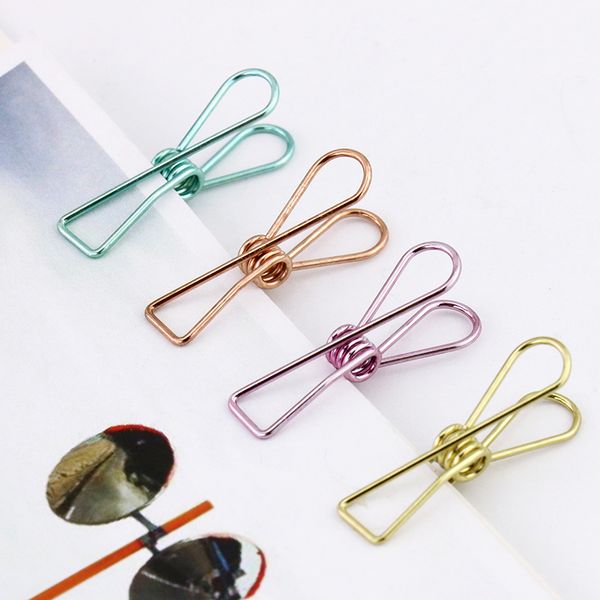 

tutu beautiful metal plating colored binder clips dovetail clamp memo clips office binding 5pcs/lot size s m l paper clip h0021