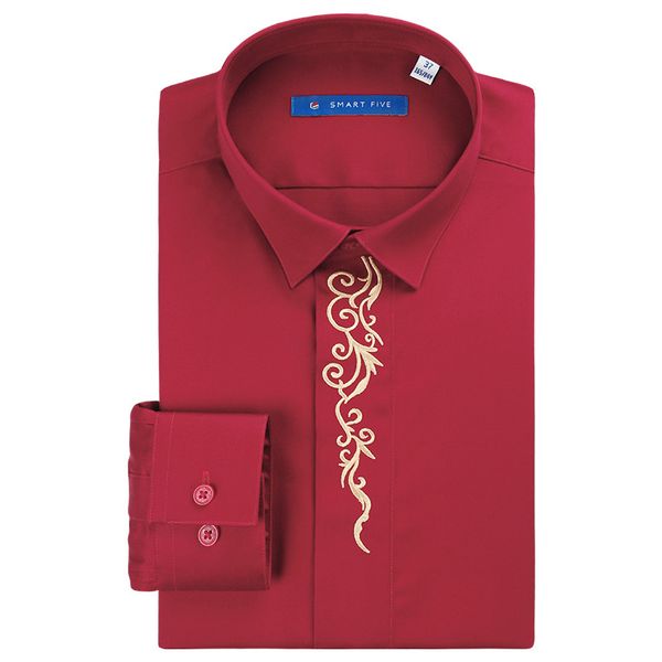

smart five new formal tuxedo shirt men blouse camisa 100% cotton long sleeve red shirts male sfl5q30, White;black
