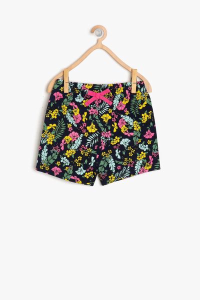

koton kids navy blue baby girl floral shorts, White;black