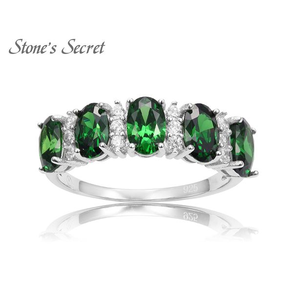 

925 sterling silver created emerald ring green natural stone fine jewelry party wedding ring for women, Golden;silver