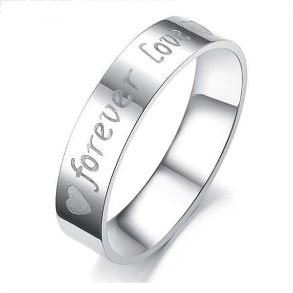 

lokaer titanium steel engraved couple rings male female wedding rings for lover forever love romatic valentine's day gift ogj030, Slivery;golden