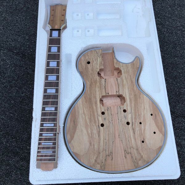 

lespaul electric guitar kits tenon joint mahogany solid body splated maple top