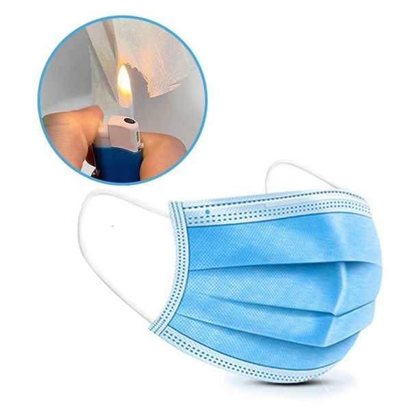 

100 1pcs bag facein stock mask blue non woven ear loop 3ply dust mascarillas mouth mascherine masks
