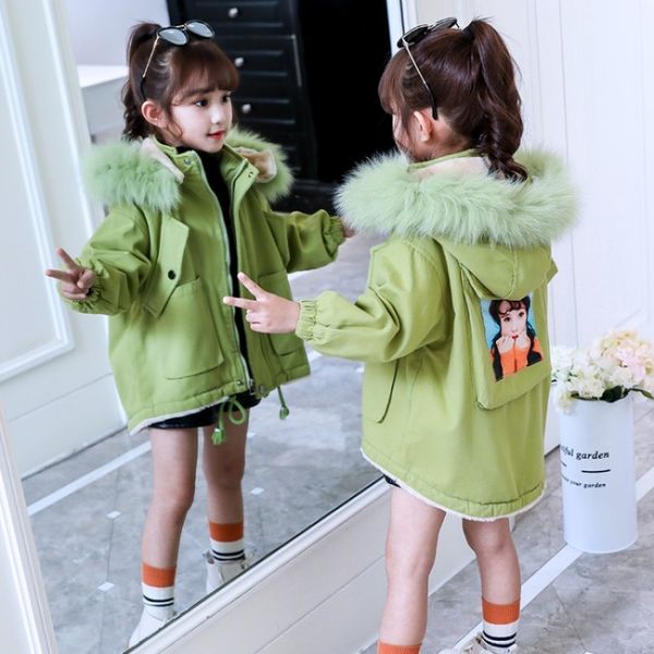 

2020 fashion brand girl down cotton jacket warm children parkas coat for girls kid teenager thickening fur outerwear cold winte, Blue;gray
