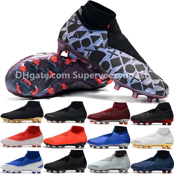 

2019 new phantom vsn elite df fg fly soccer cleats men mens psg fully charged ghost knit waterproof black lux sock football shoes
