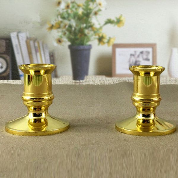 

candlestick plastic gold plated candle base holder pillar candlestick stand for electronic candles tapers christmas party eea745