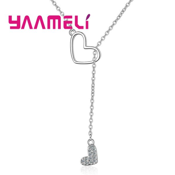 

minimalist new arrival gorgeous halo double heart pendant 925 sterling silver necklace woman girls fashion christmas party gift