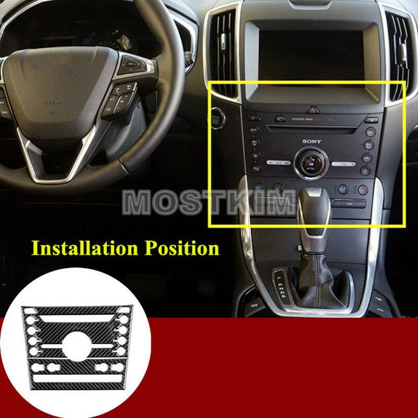 

carbon fiber center console cd panel trim cover 2pcs for ford edge 2015-2017