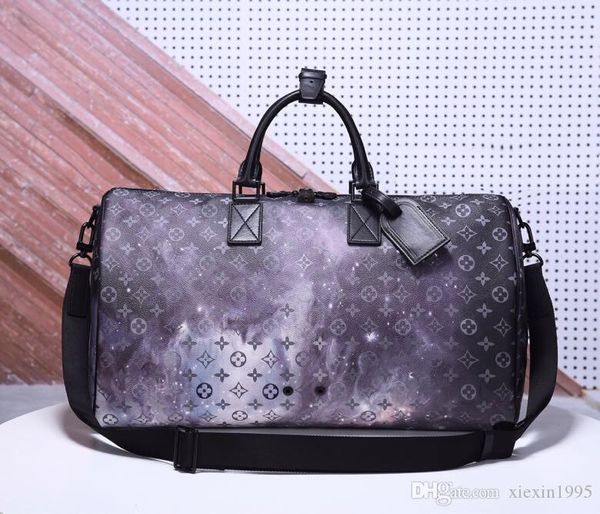 

Новый стиль Holdall Monogrram Galaxy Холст Keepall Bandouliere 50 дорожных сумок унисекс вещевой мешок