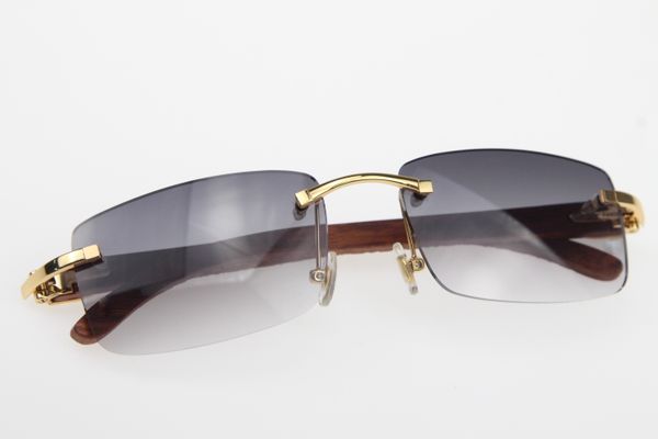 

rimless glasses new carved wood sunglasses 8200757 rimless sunglasses designer wooden sunglasses with box gray, White;black