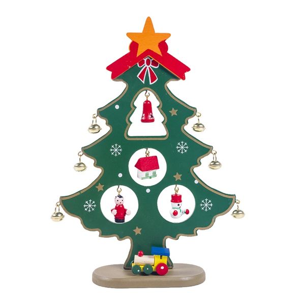 

wooden christmas tree deskdecoration with bells christmas ornament trees with children gift home party decorgm