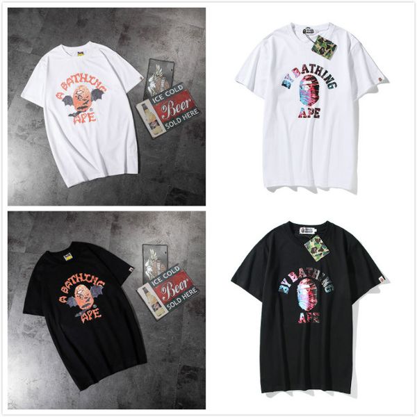 

bape мужская футболка мужская мода дизайнерские короткие рукава bathing ape хлопка высокого качества t тис рубашка, Silver