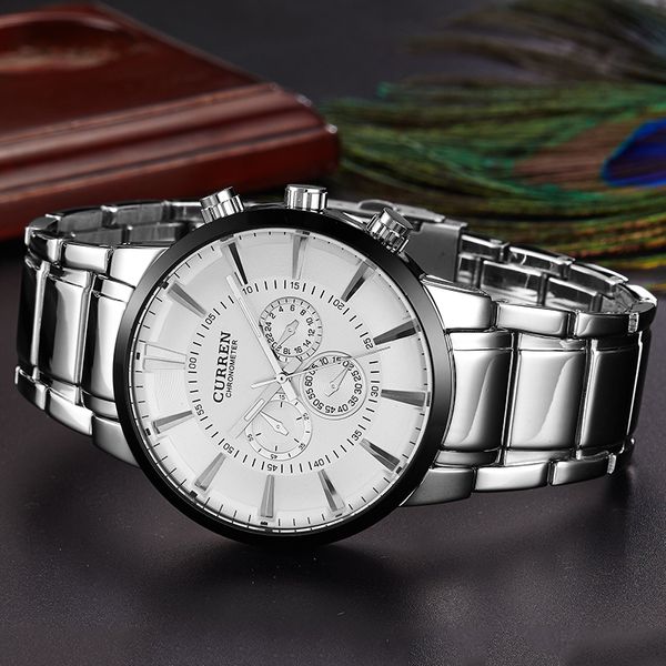 

cwp 2021 Men Watch Brand CURREN Fashion Business Sport Male Clock Full Steel Quartz Wristwatch Waterproof Hodinky Horloges Mannens Saat, Black