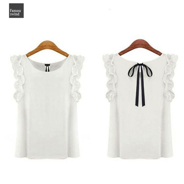 

женщины блузки лето женщины рубашка мода лотос o шеи повседневный дамы лук шифон топы s cap рукавом xl белый желтый, White