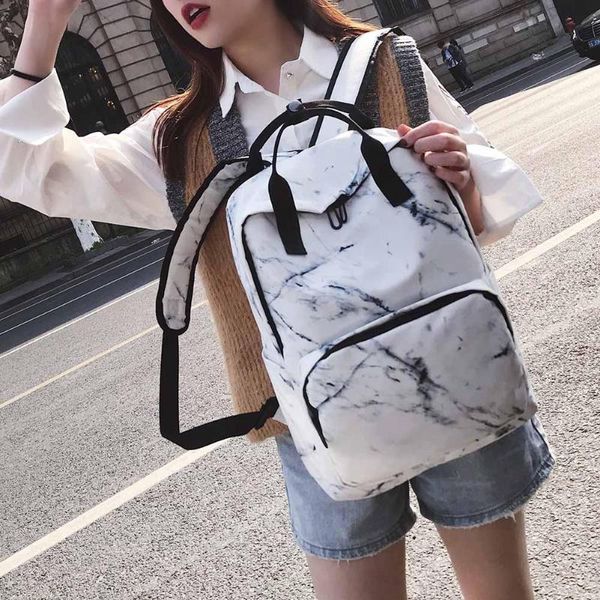 

women nylon backpack for teenagers girls ladies bags marbling backpack female computer rucksack schoolbag feminina