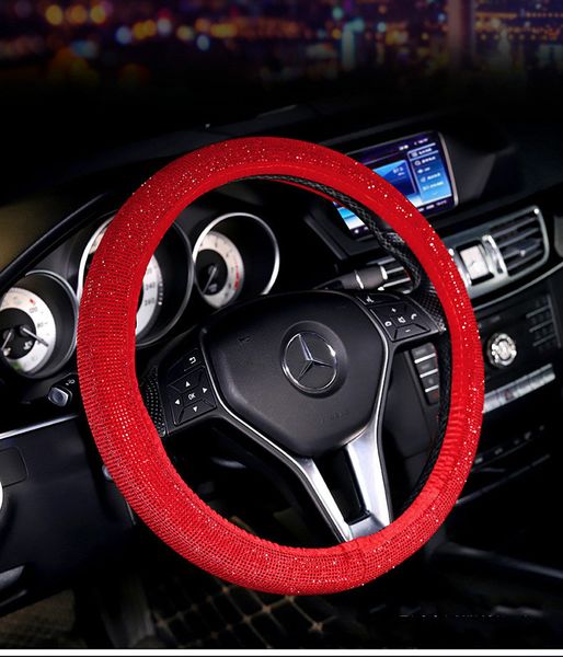 

car interior products rhinestone diamond four seasons general korea fashion ladies steering wheel cover with drill handle set