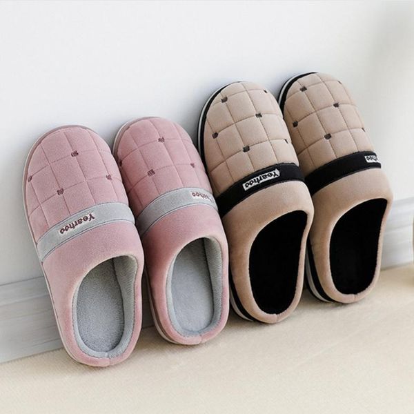 

2020 new lovers indoor slippers warm plush women cotton slipper anti-slip soft autumn winter shoes woman men home slides sh08211, Black