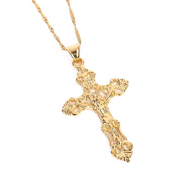 fjxpAlta qualità The Fast and the Furious Celebrity Vin Items 24K Gold Jesus Cross Pendant Necklace Men J