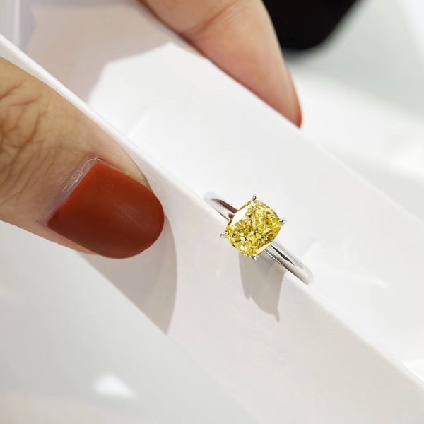 

fashion- 925 sterling silver stud earring with 1oct yellow diamond earring necklace ring for women wedding jewelry gift ps6795, Golden