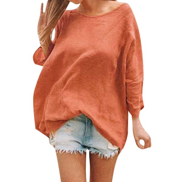 

women shirts round neck pure color long sleeve casual loose summer shirts blouses blusa feminina 35, White