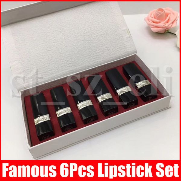 

Макияж губ Famous Set Matte Lipstick 6 цветов Matte Lip Придерживайтесь 6шт / комплект с коробкой п