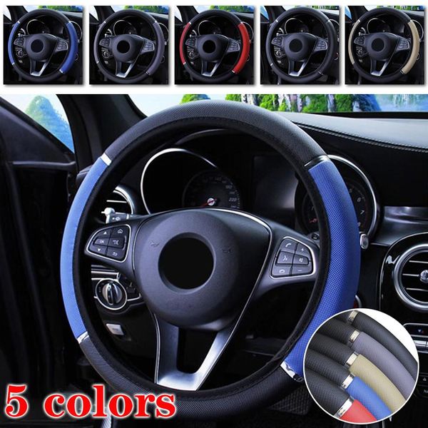 

2019 leather car steering wheel cover anti-slip protector for 37-38cm diameter