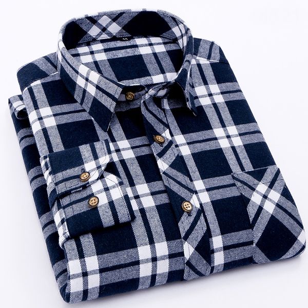 

new spring thick long sleeve slim fit brushed fabric soft comfortable plaid men casual shirts check design male, White;black