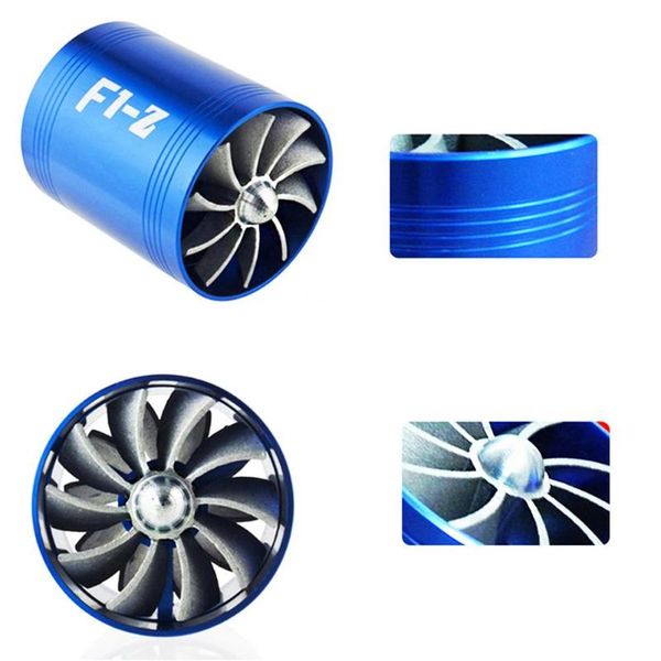

new double supercharger car modification turbo air intake turbine gas fuel saver fan turbine fit for 65-74mm air intake hose