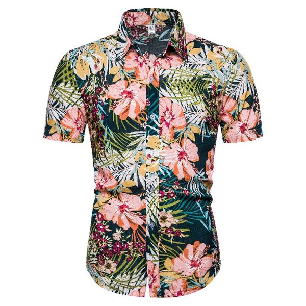 

men's summer style personalized business short sleeve printed hawaiian beach resort shirt camisa masculina street wear, White;black