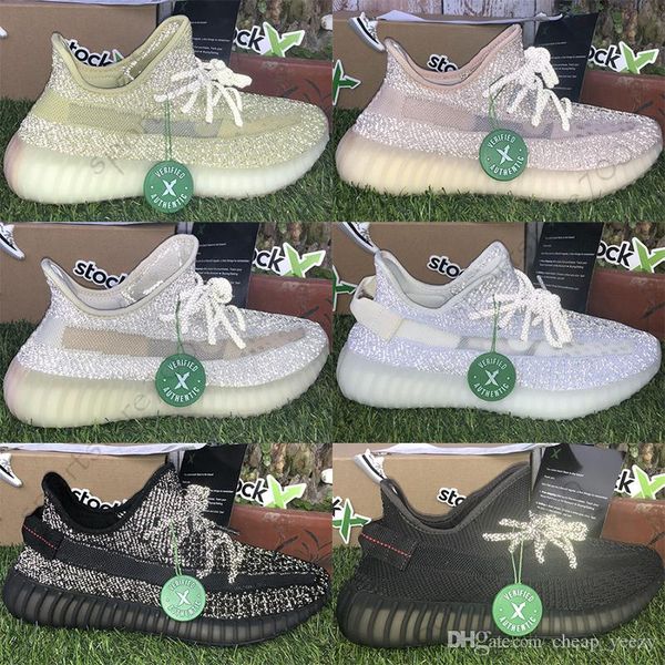 

2019 kanye west antlia synth reflective gid glow static black true form clay men women running shoes zebra lundmark athletics sneakers 36-48