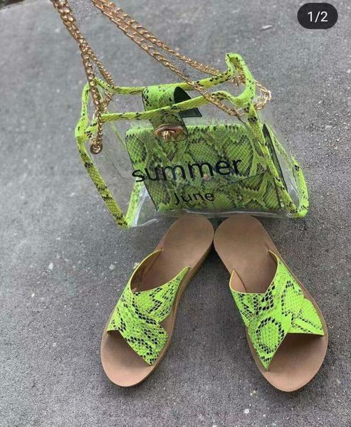 

2019 women's platform sandals leopard snake print slip-on outside slippers ladies cute flat buckle slippers women's 9087, Black