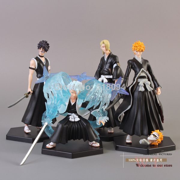 

anime bleach bleach kurosaki ichigo hitsugaya toushirou kira iziru pvc action figure collectible model toy 4pcs/set blfg004 t200118