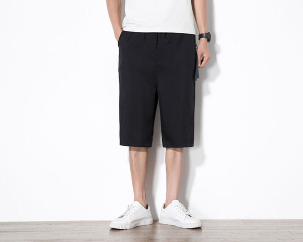 

cropped pants men's summer 2020 new pants men's korean large size loose wide leg fashion, Black