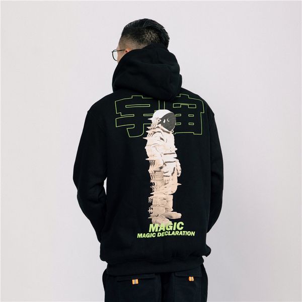 

2019 new men astronaut letter hooded high street hoodie, Black