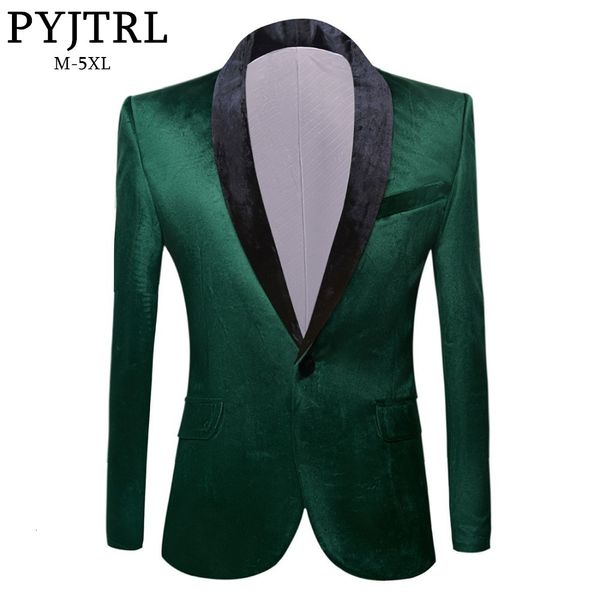 Pyjtrl Männer Grün Lila Rosa Blau Gold Rot Schwarz Samt Mode Anzug Jacke Hochzeit Bräutigam Bühnensänger Prom Slim Fit Blazer CJ191210