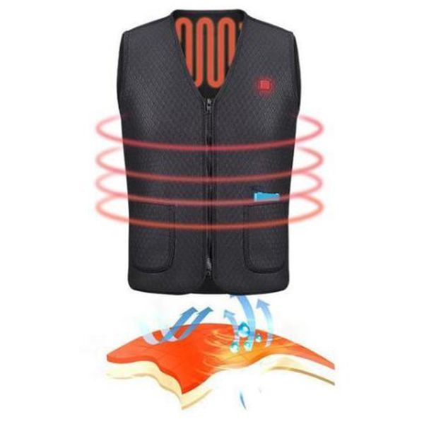 

usb heated outdoor vest riding skiing fishing charging warm electric clothes sal99, Gray;blue