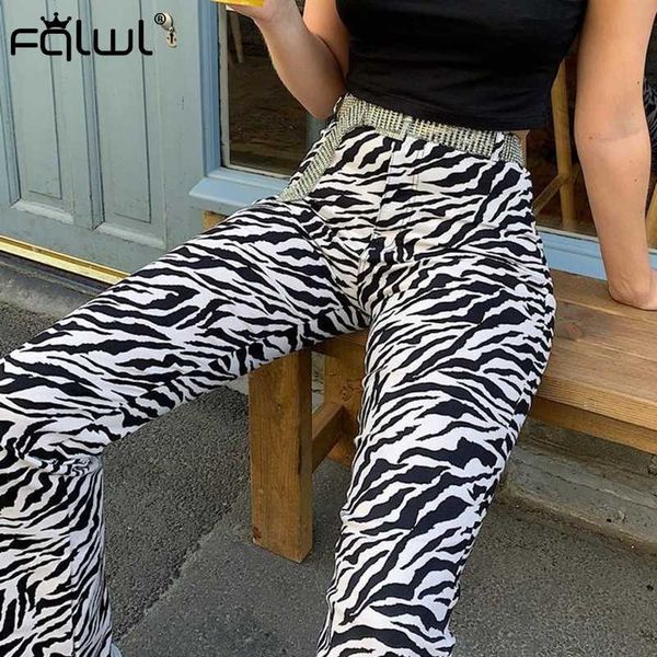 

fqlwl зебра печать свободного покроя широкую ногу брюки женские брюки клеш с высокой талией брюки fenale весна сексуальная bodycon расклешен, Black;white