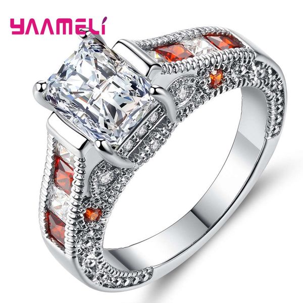 

fashion show elegant temperament charming jewelry ring inlay clear cz wedding rhinestone silver ring for women girl, Slivery;golden