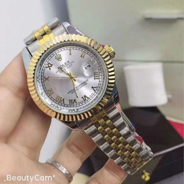 

роскошные мужские часы с автоподзаводом римская цифра 36 41 мм швейцарский мастер дизайн механические часы мужские наручные часы для мужчин, Slivery;brown