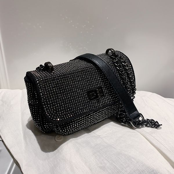 

shining full diamonds small shoulder bag women chain messenger bag 2020 summer crossbody for ladies bright rhinestone purse