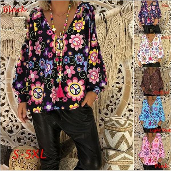 

2019 autumn large size slim loose v-neck printed 2019 autumn large size slim t-shirt loose v-neck printed t-shirt, White