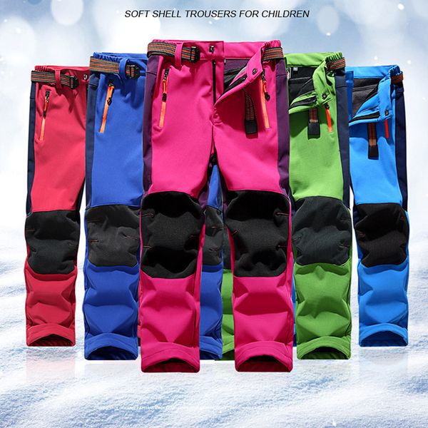 

2019 winter boys skiing pants fleece warm kids snow trousers sport soft waterproof children's clothes thick kids leggings, Blue