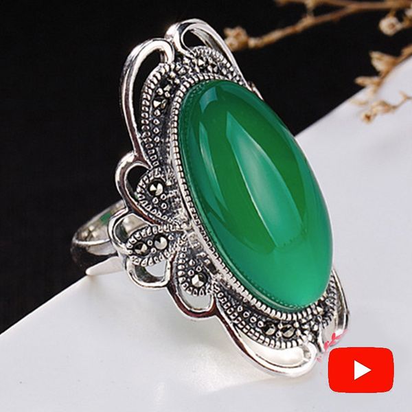 

not fake s925 unique fine antique rings emerald big taste women handmade natural chalcedony moldavite peridot, Golden;silver