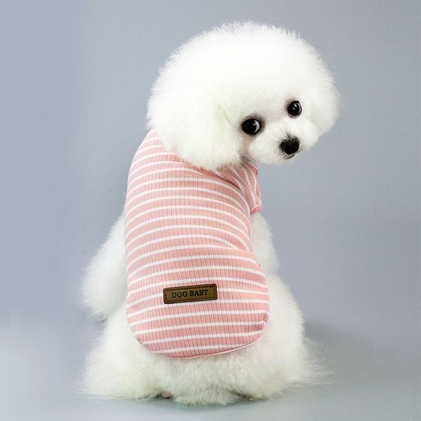 

pet clothing casual stripe dog cat vest summer t-shirt for puppies kitten cat cotton clothes blue red gray pink green s-2xl