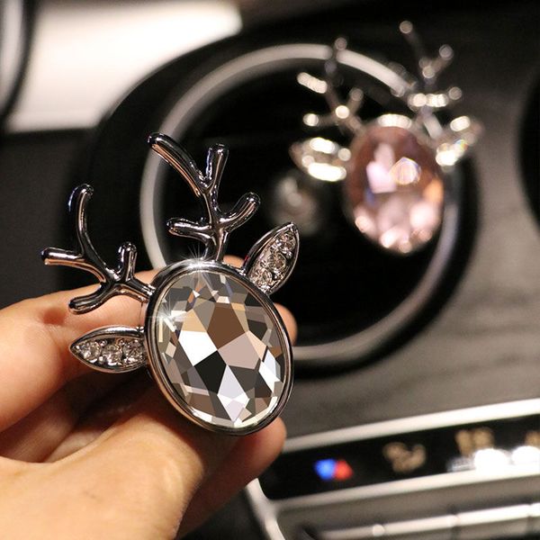 

crystal elk air outlet fragrant cute gift perfume clip air freshener diffuser elk auto ornament accessories for lady car styling