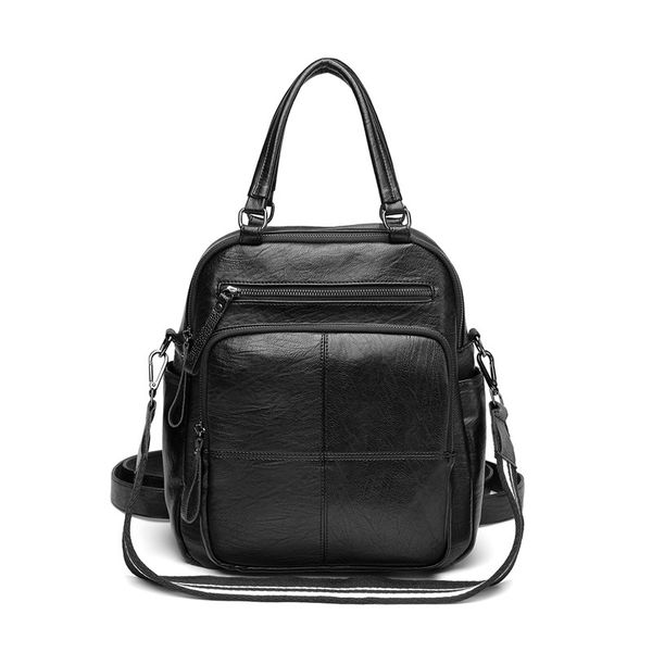 

women anti-theft backpack classic soft leather solid color backpacks canta fashion shoulder bag vintage travel female bag c1305