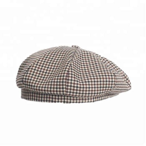 

2020 autumn new fashion houndstooth design pattern beret cap hat without brim