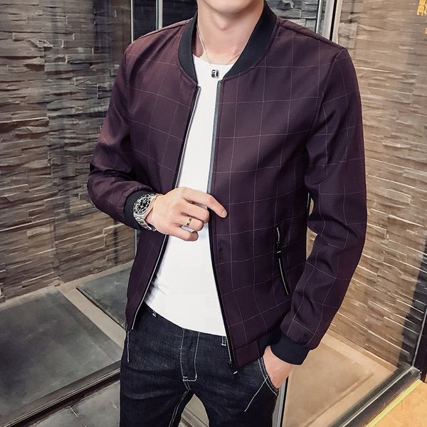 

осень 2019 года новая мужская мода досуг решетки бум молодежные куртки, Black;brown